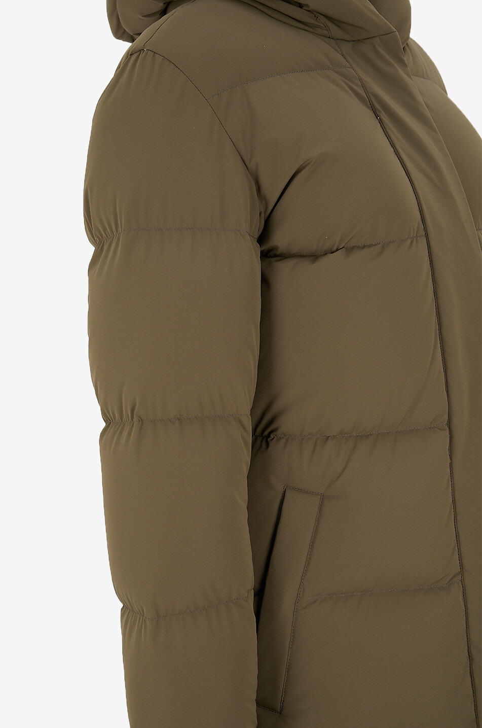 WOOLRICH Lange Daunenjacke aus mattem Funktionsstoff Cloud Damen DUNKLES KHAKI 3