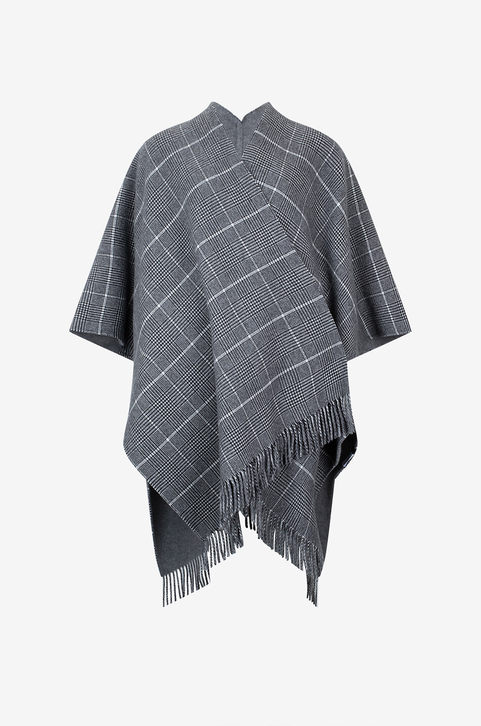 BRUNELLO CUCINELLI Glen check double face cashmere cape Women BROWN 1