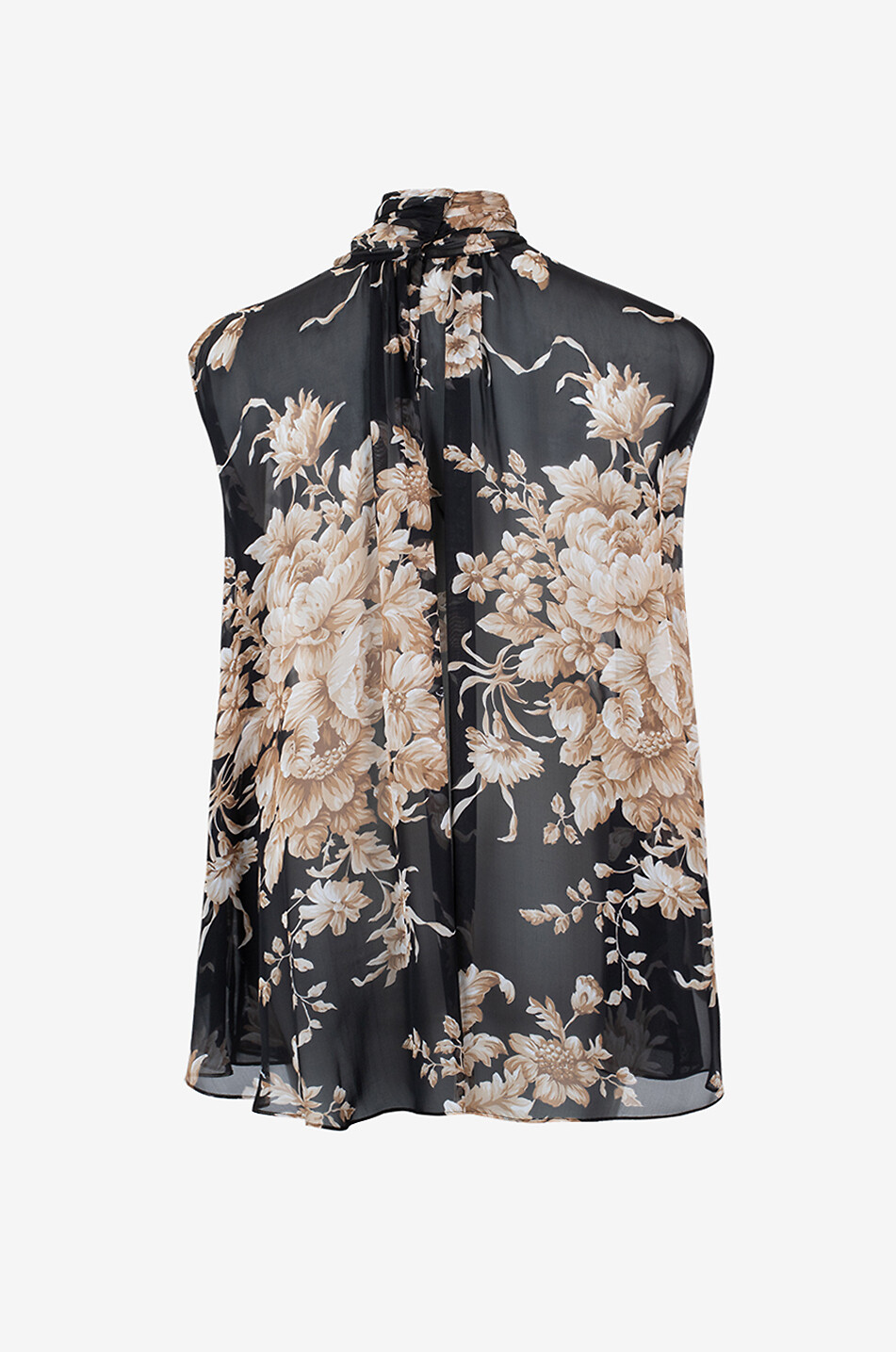 DOLCE & GABBANA Ärmellose Schluppenbluse aus Seidenmusselin mit Rosenprint Damen BUNT1 2
