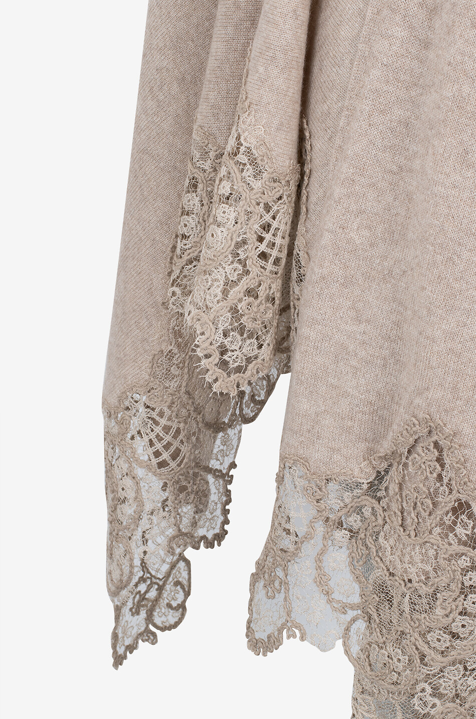 ERMANNO SCERVINO Cashmere knit cape with lace trim Women BROWN 3