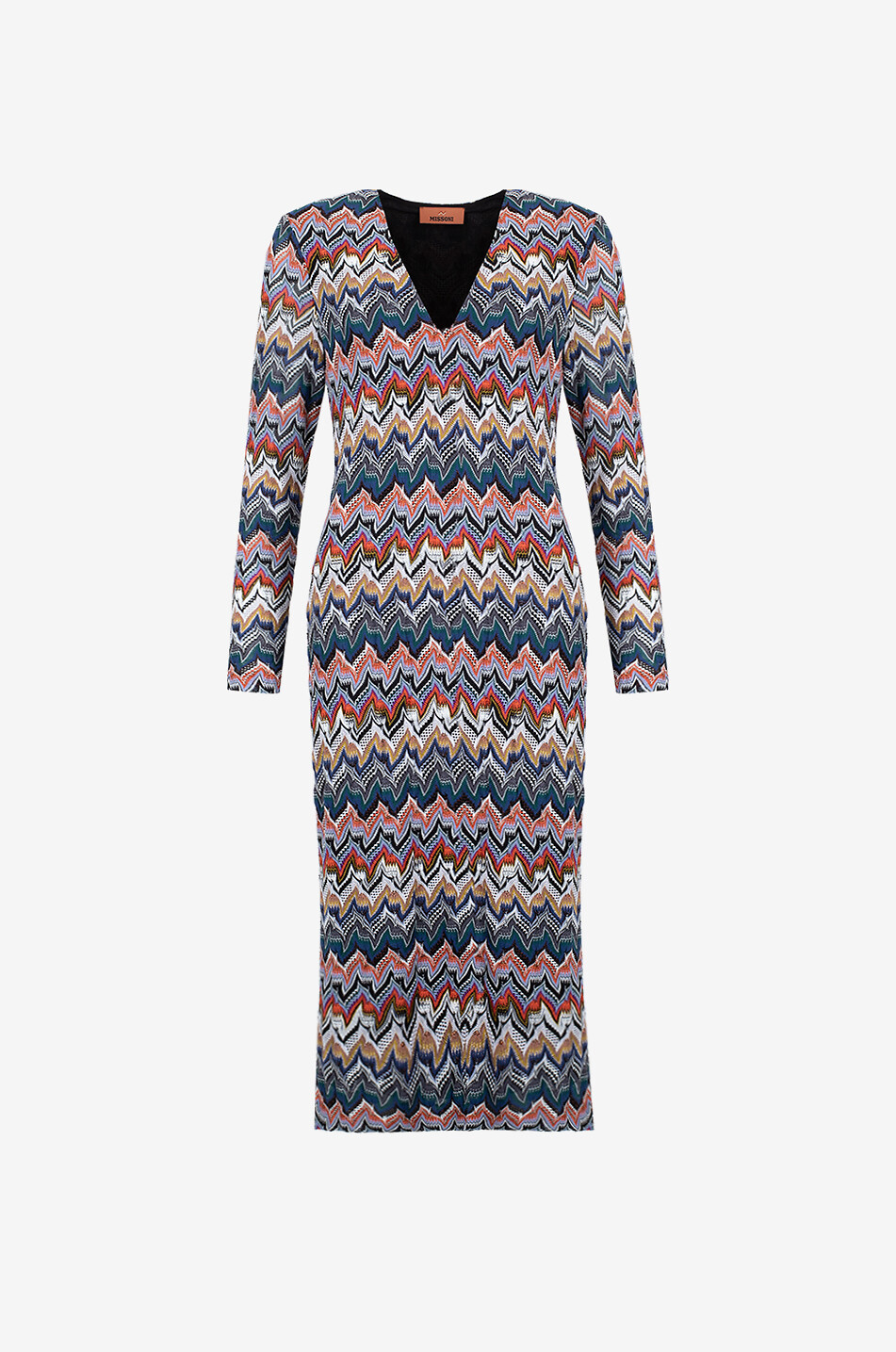 MISSONI Robe midi ajustée en maille ajourée raschel Femme MULTICOLORE 1