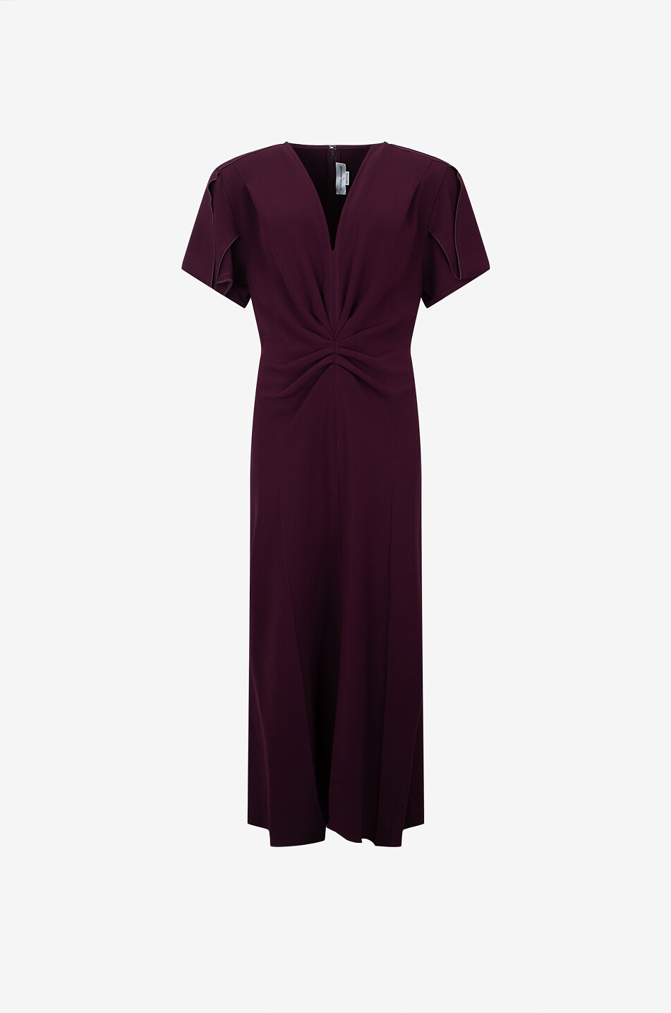 VICTORIA BECKHAM Gathered V-neck Merlot cady midi dress Women DARK RED 1