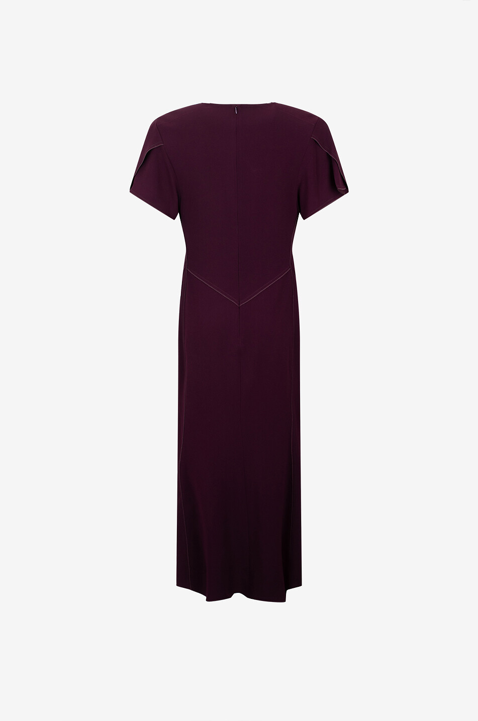 VICTORIA BECKHAM Gathered V-neck Merlot cady midi dress Women DARK RED 2