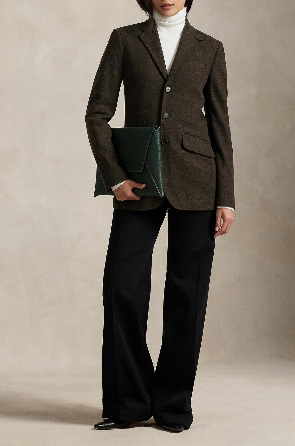 POLO RALPH LAUREN Single-breasted herringbone jacquard blazer Women BROWN 6