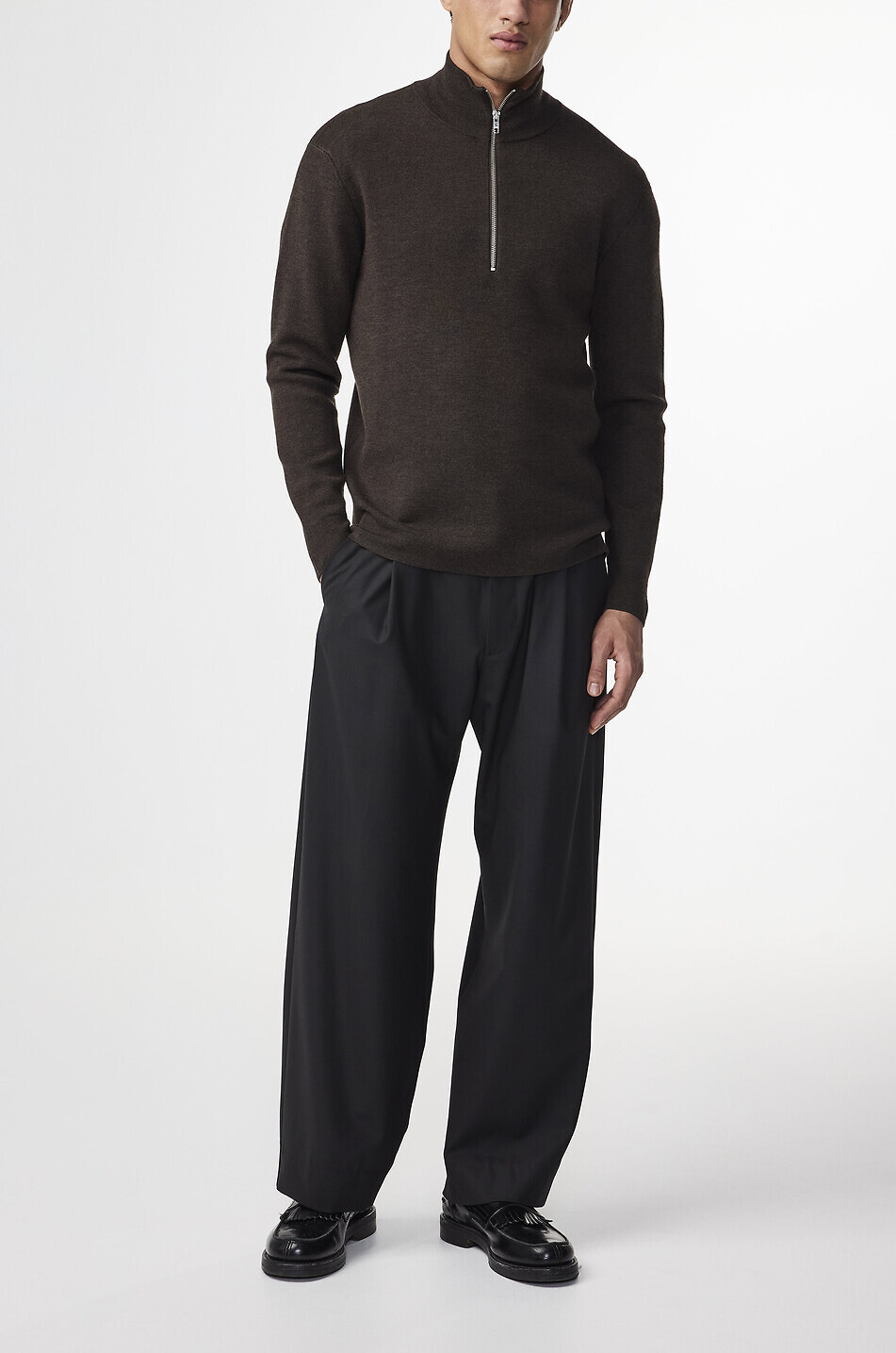 NN07 Pull à col montant en laine Harald Homme MARRON 2
