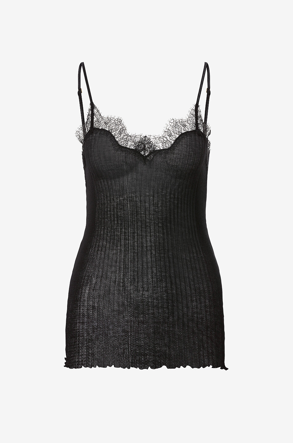 Richelieu lace-embellished ribbed jersey camisole