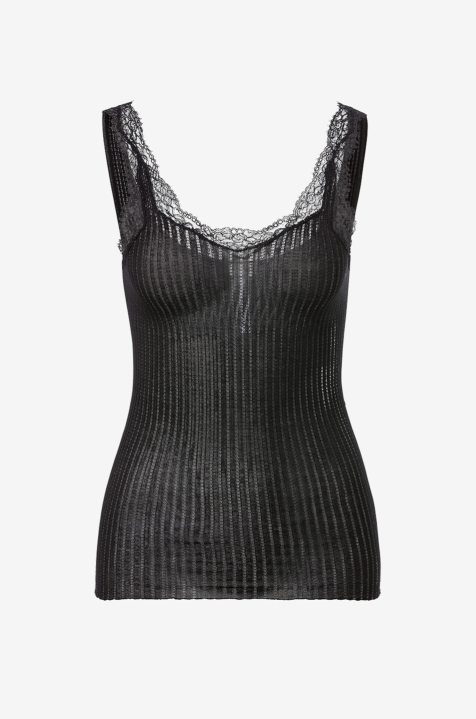 ZIMMERLI Débardeur en jersey et dentelle Maude Privé Femme NOIR 1