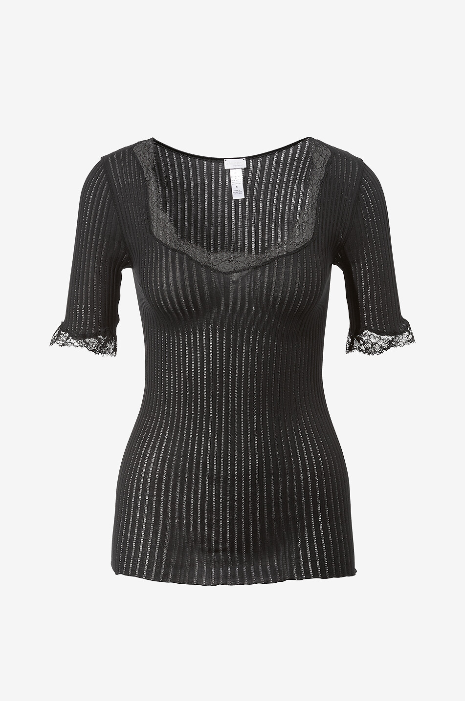ZIMMERLI T-shirt à col rond orné de dentelle Maude Privé Femme NOIR 1