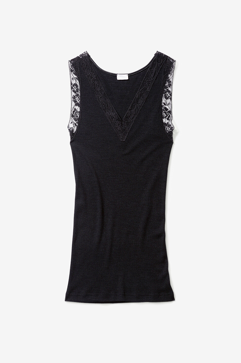 ZIMMERLI Wool & Silk jersey and lace tanktop Women BLACK 7