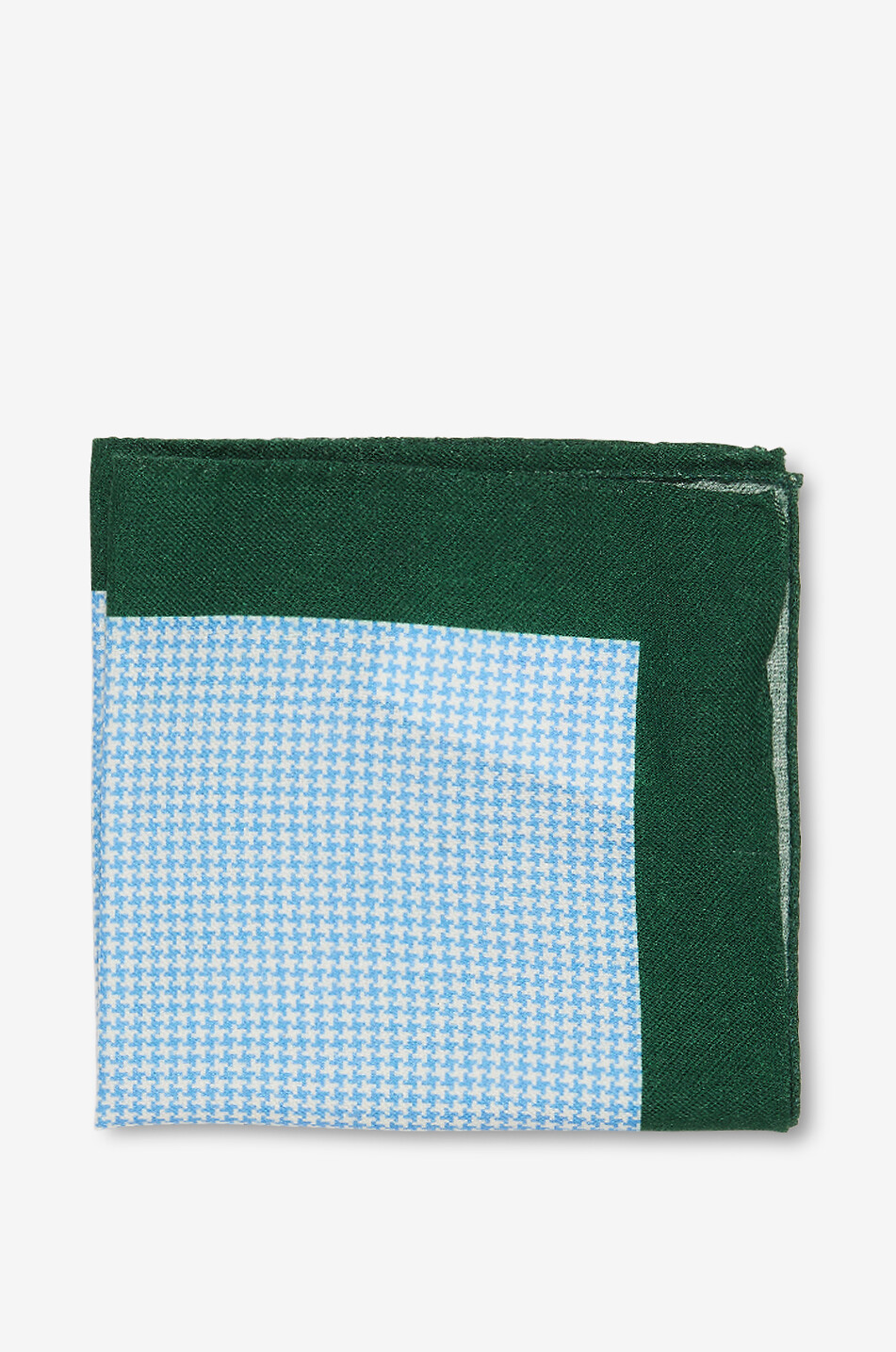 BIGI CRAVATTE Houndstooth patterned wool pocket square Men GREEN 1