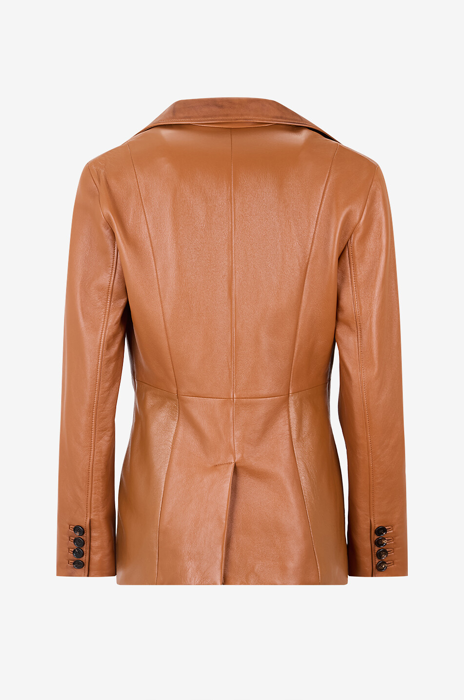 CHLOE Veste en cuir lisse à col revers Femme Beige Foncé 2