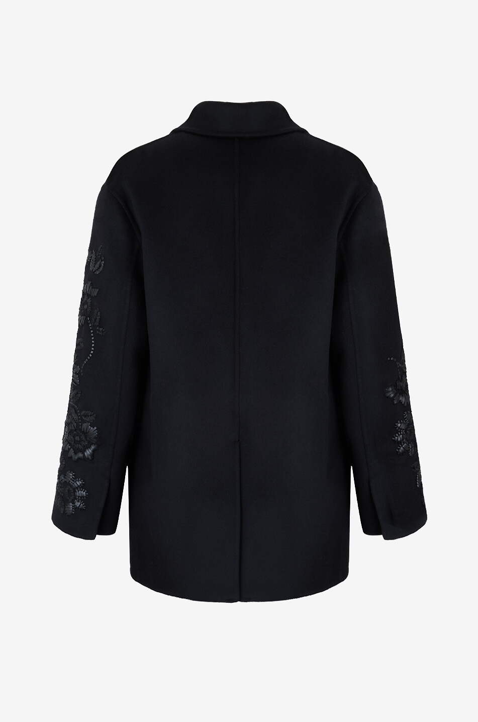 ERMANNO SCERVINO Manteau court oversize en laine et cuir Femme NOIR 2