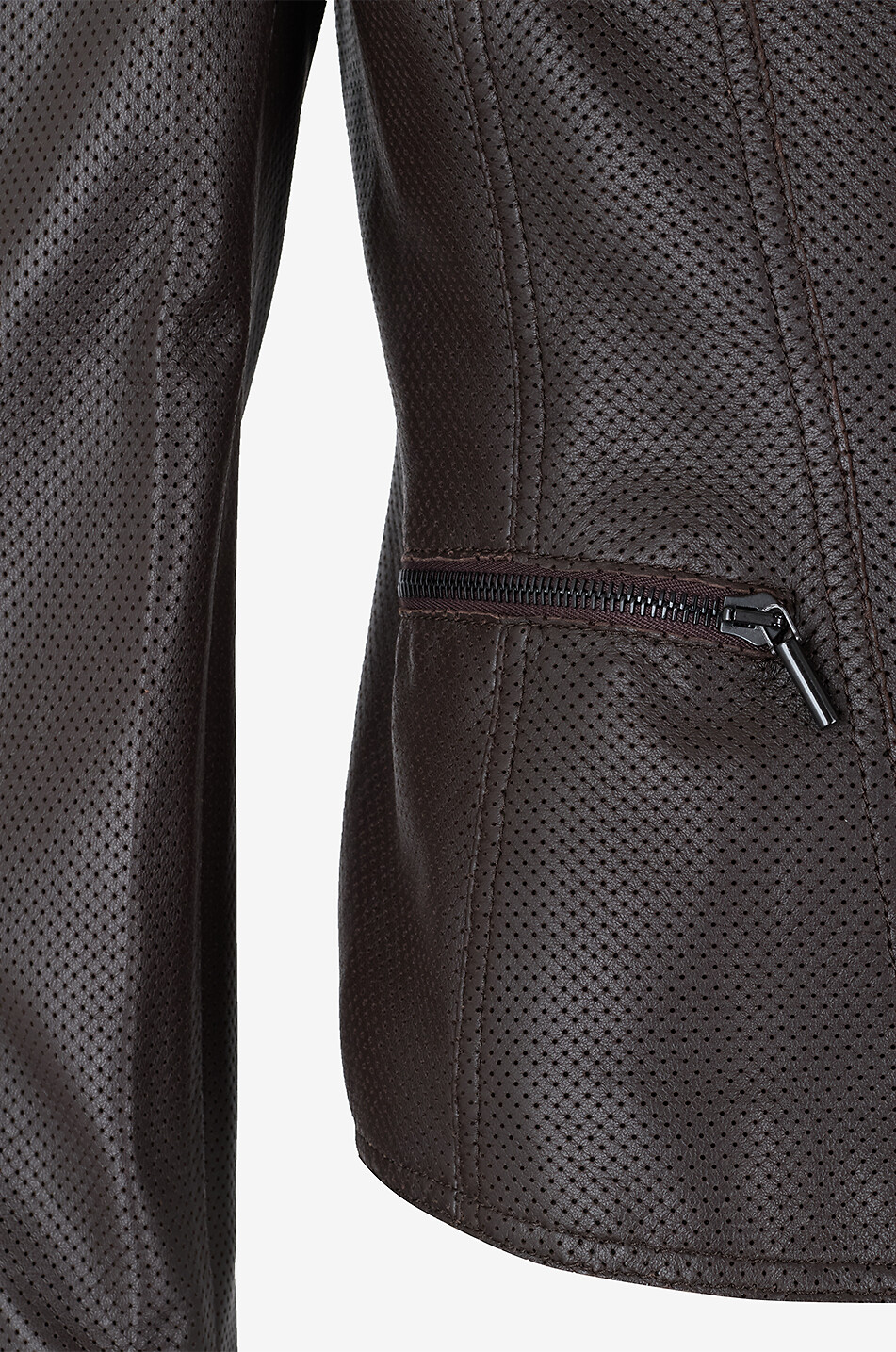 AKRIS PUNTO Veste courte en cuir à col revers Femme MARRON FONCÉ 3