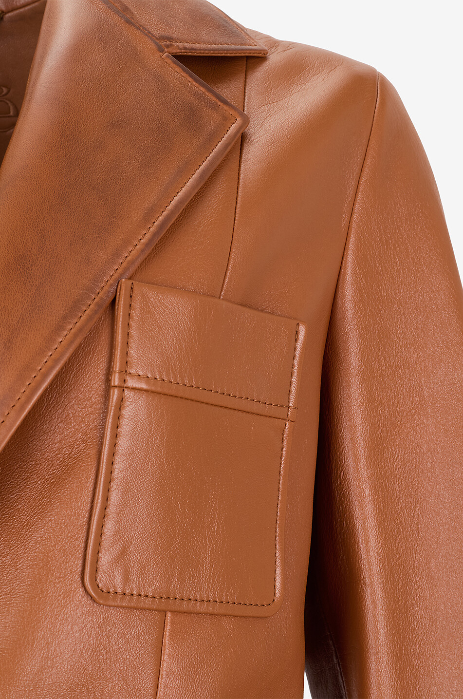 CHLOE Veste en cuir lisse à col revers Femme Beige Foncé 3