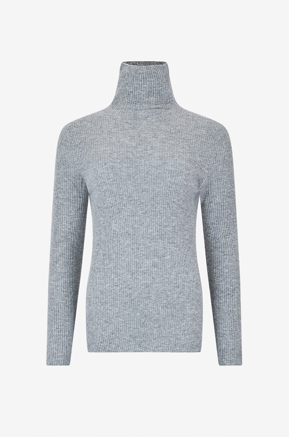 FABIANA FILIPPI Pull à col roulé en maille côtelée Femme GRIS 1