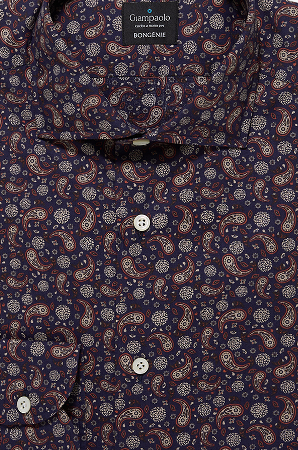 GIAMPAOLO Paisley patterned light-weight cotton shirt Men DARK BLUE 2