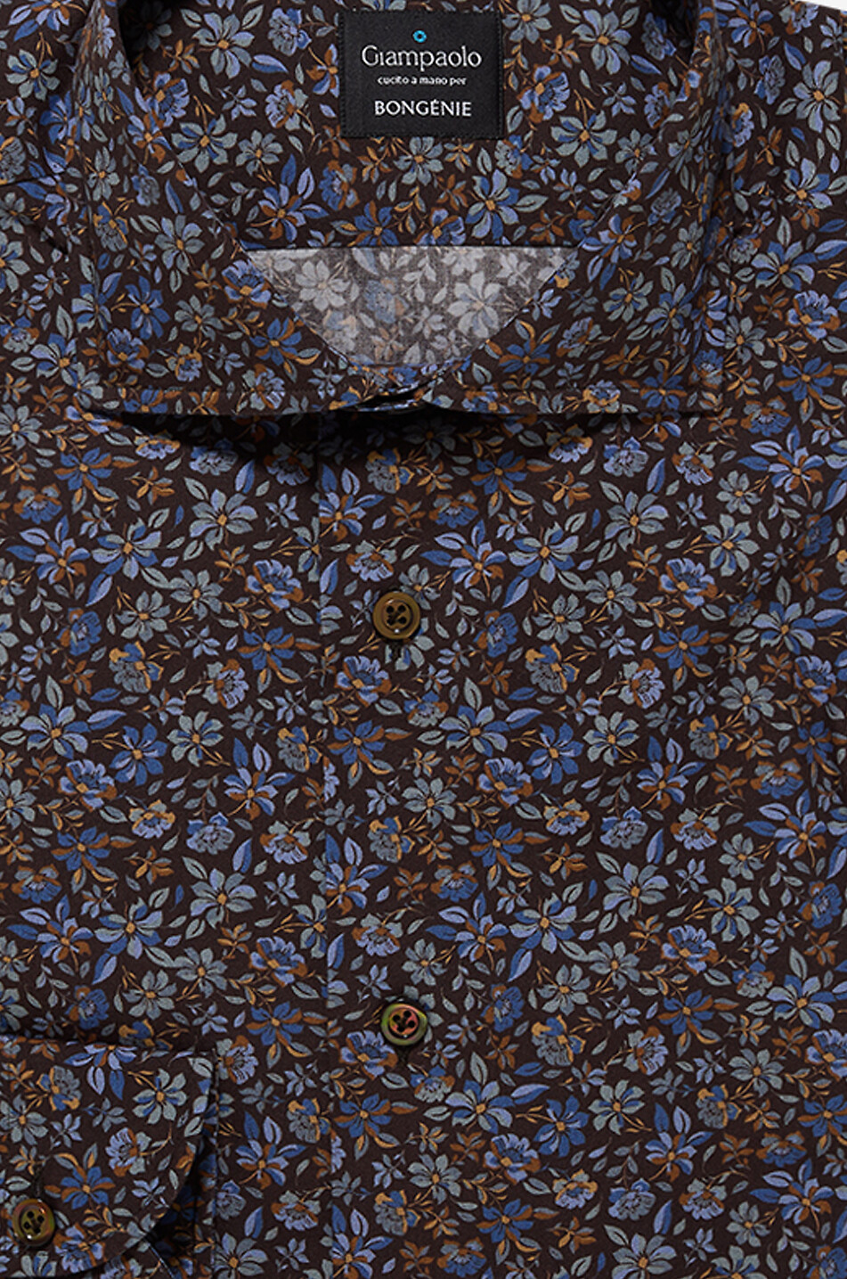 GIAMPAOLO Geblümted Baumwollhemd mit italienischem Kragen Herren DUNKELBRAUN 2