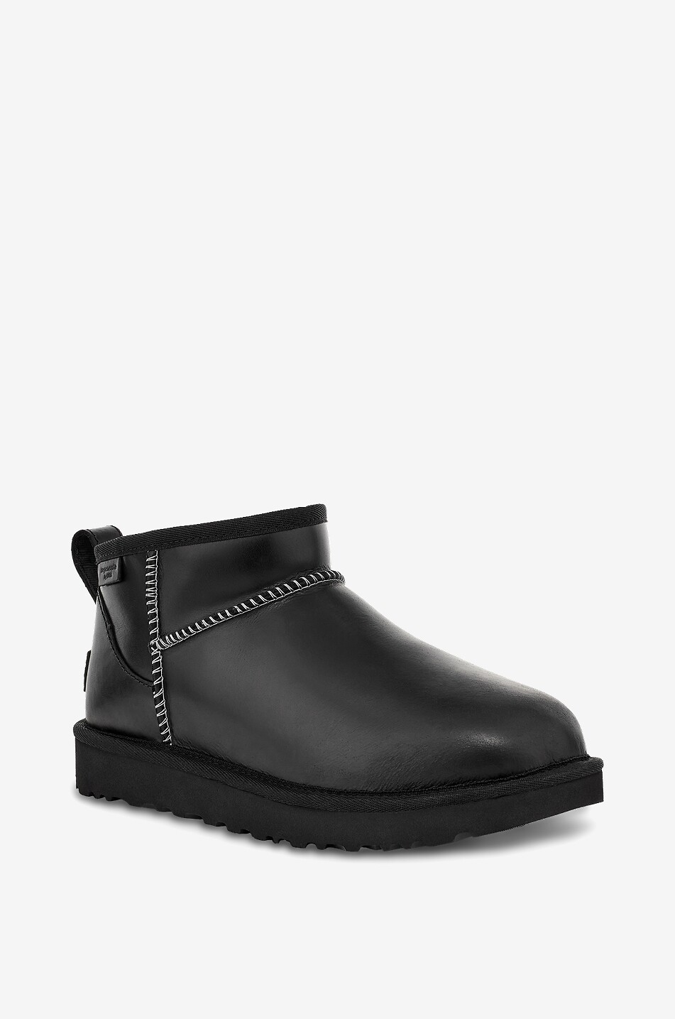UGG Flache Stiefeletten aus glattem Leder Classic Ultra Mini Damen SCHWARZ 1