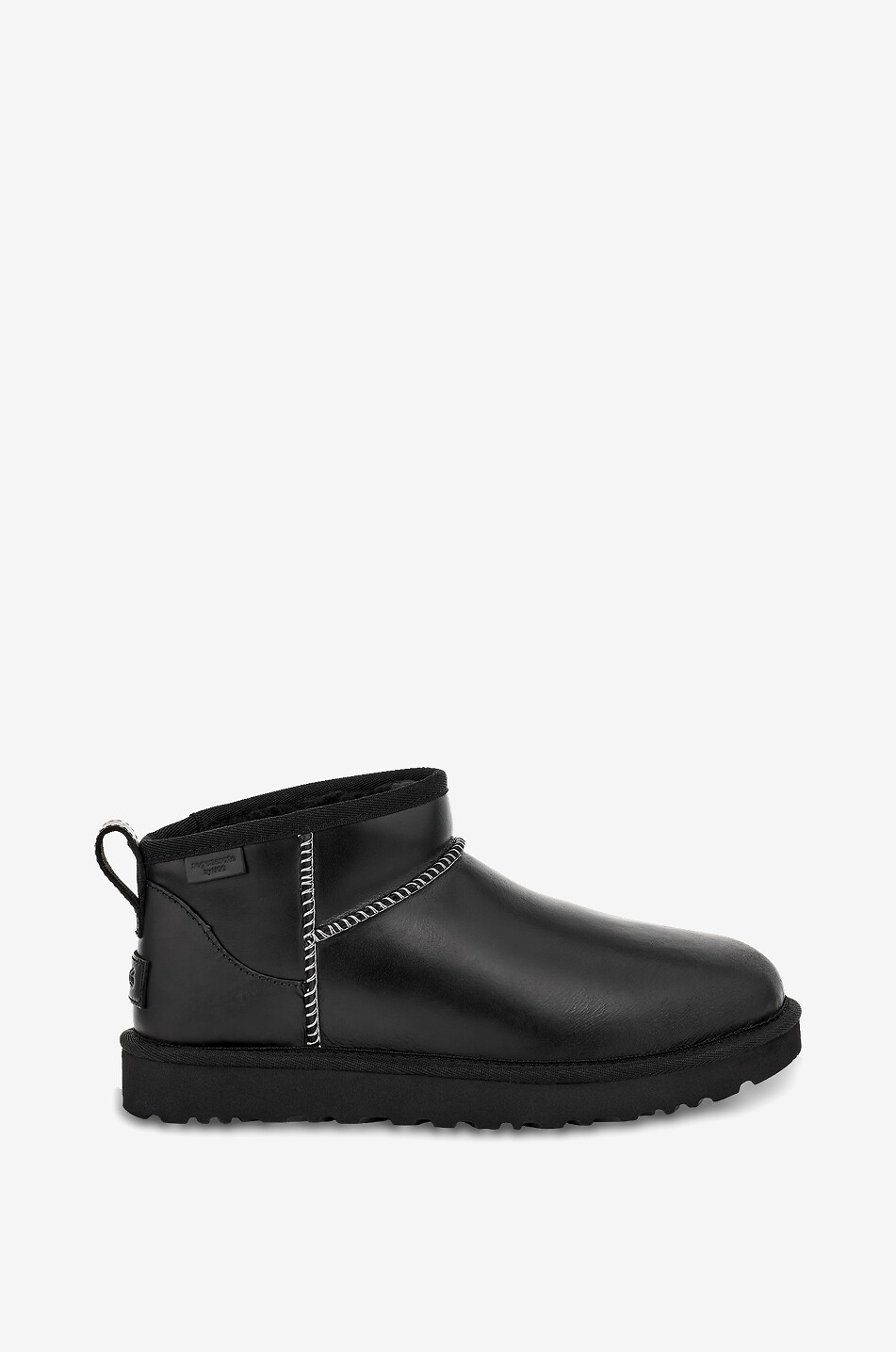 UGG Flache Stiefeletten aus glattem Leder Classic Ultra Mini Damen SCHWARZ 2