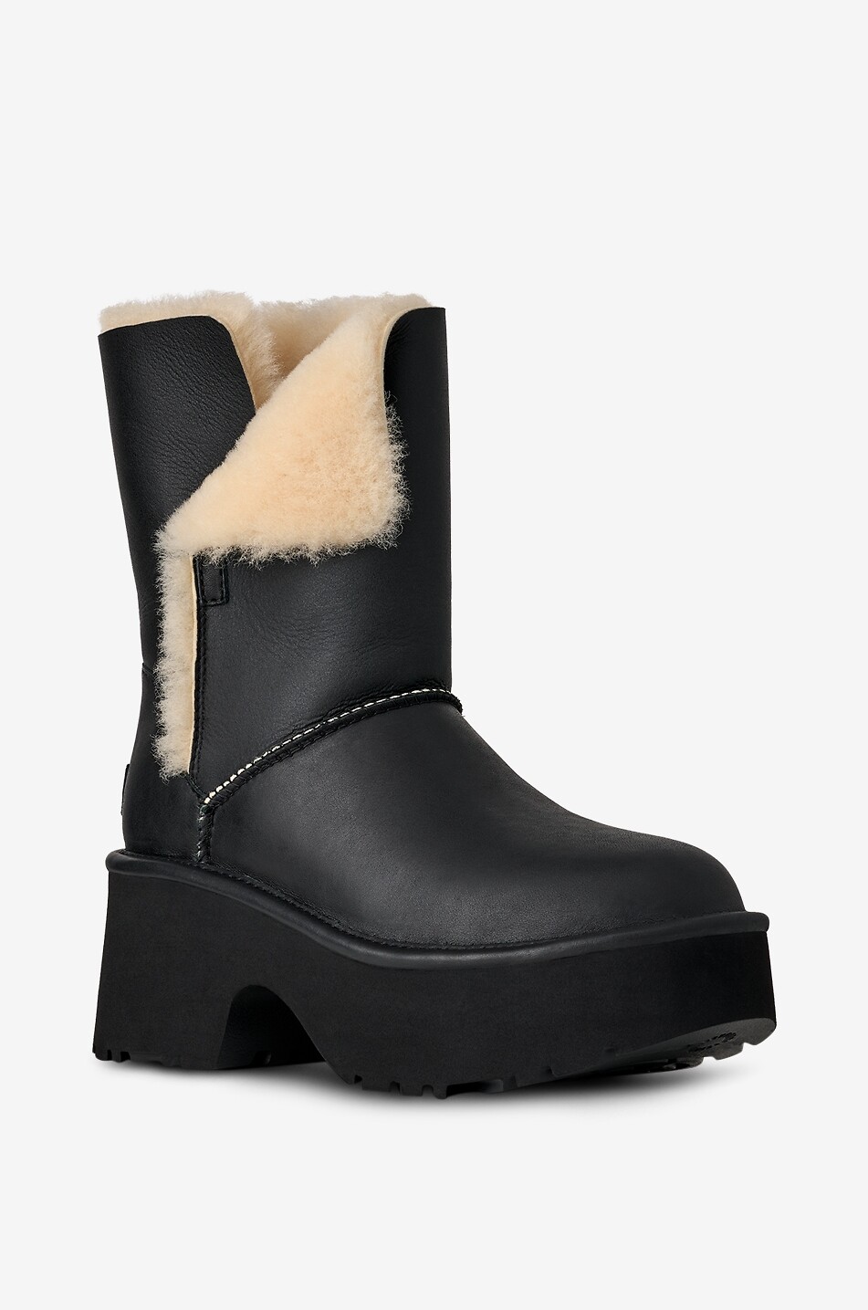 UGG Classic Esmee smooth leather platform ankle boots Women BLACK 1