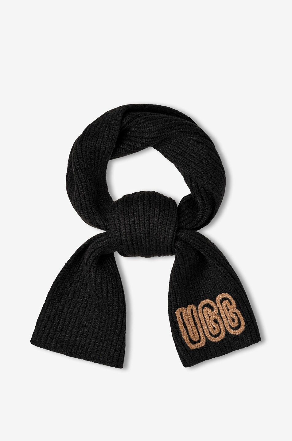 UGG Écharpe rectangulaire en maille à logo brodé Femme NOIR 2