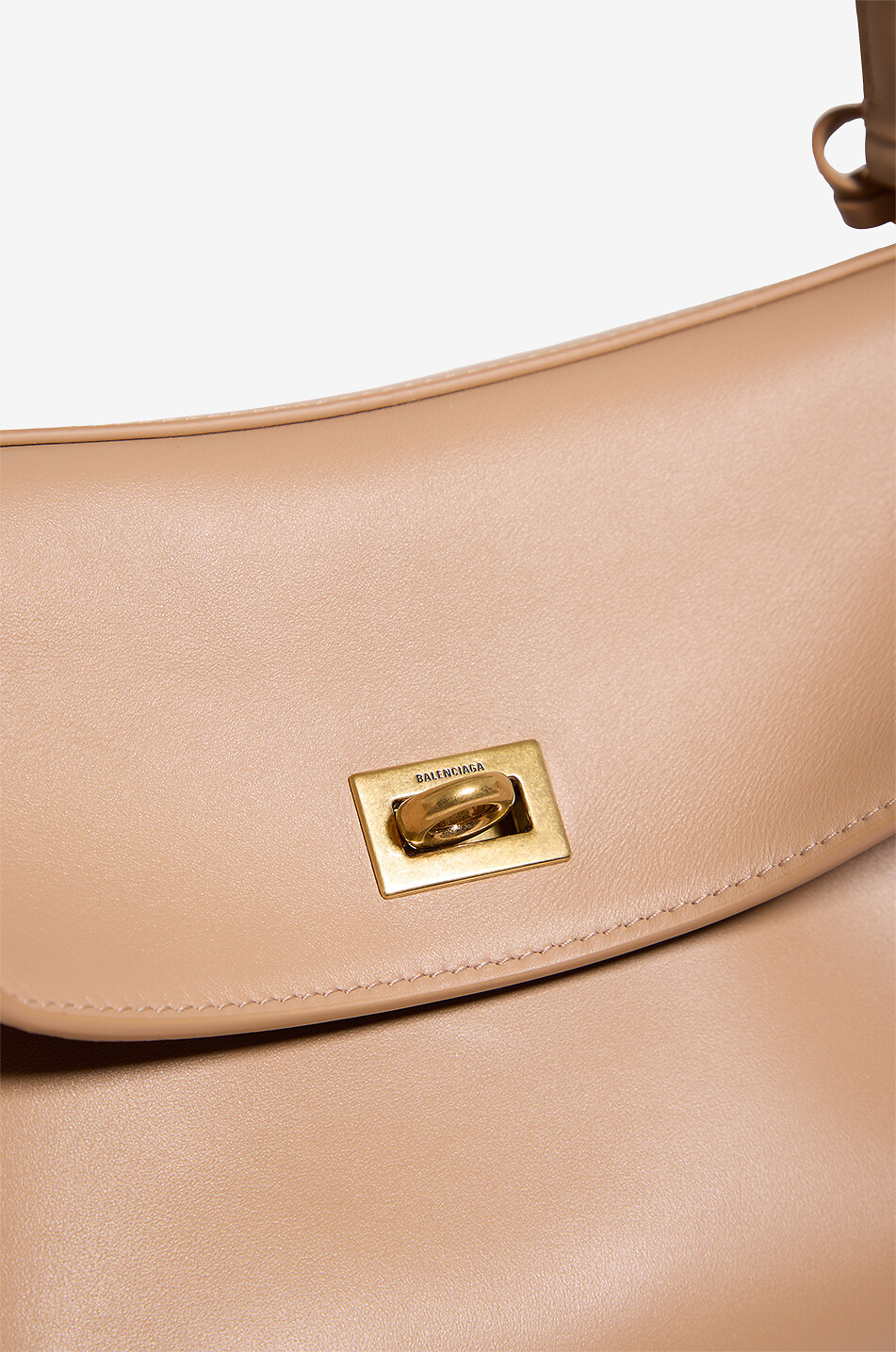 BALENCIAGA Sac à main en cuir lisse Rodeo Femme Beige clair 6