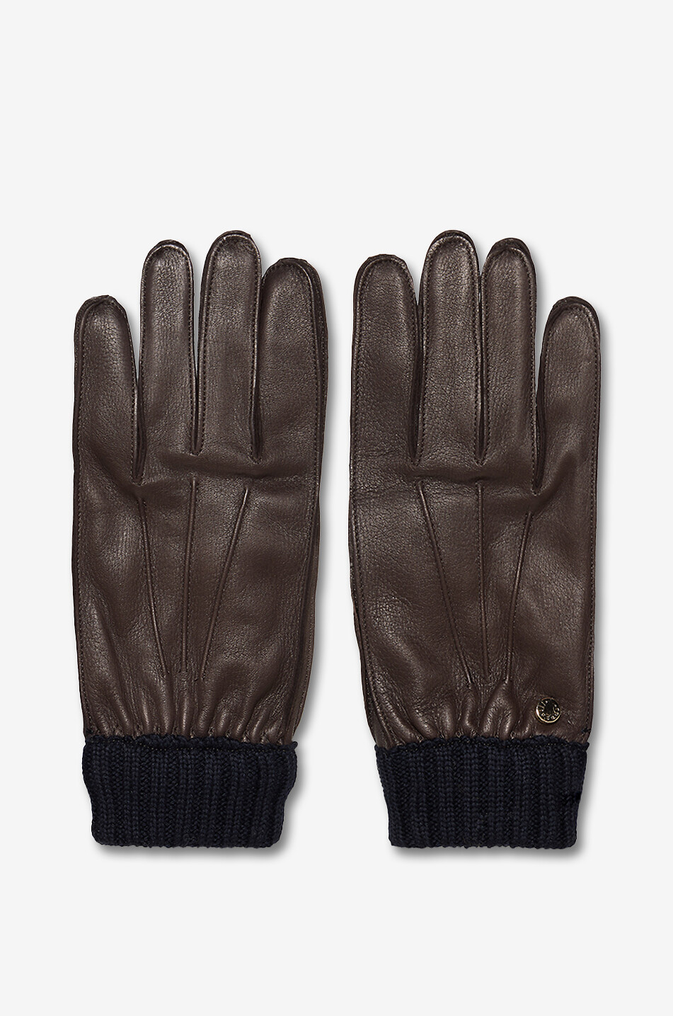 Leather and knit gloves