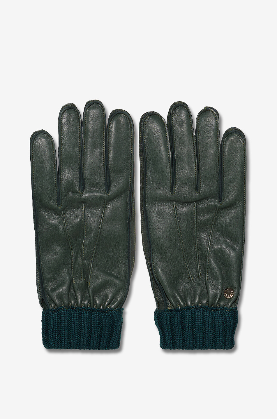 Leather and knit gloves