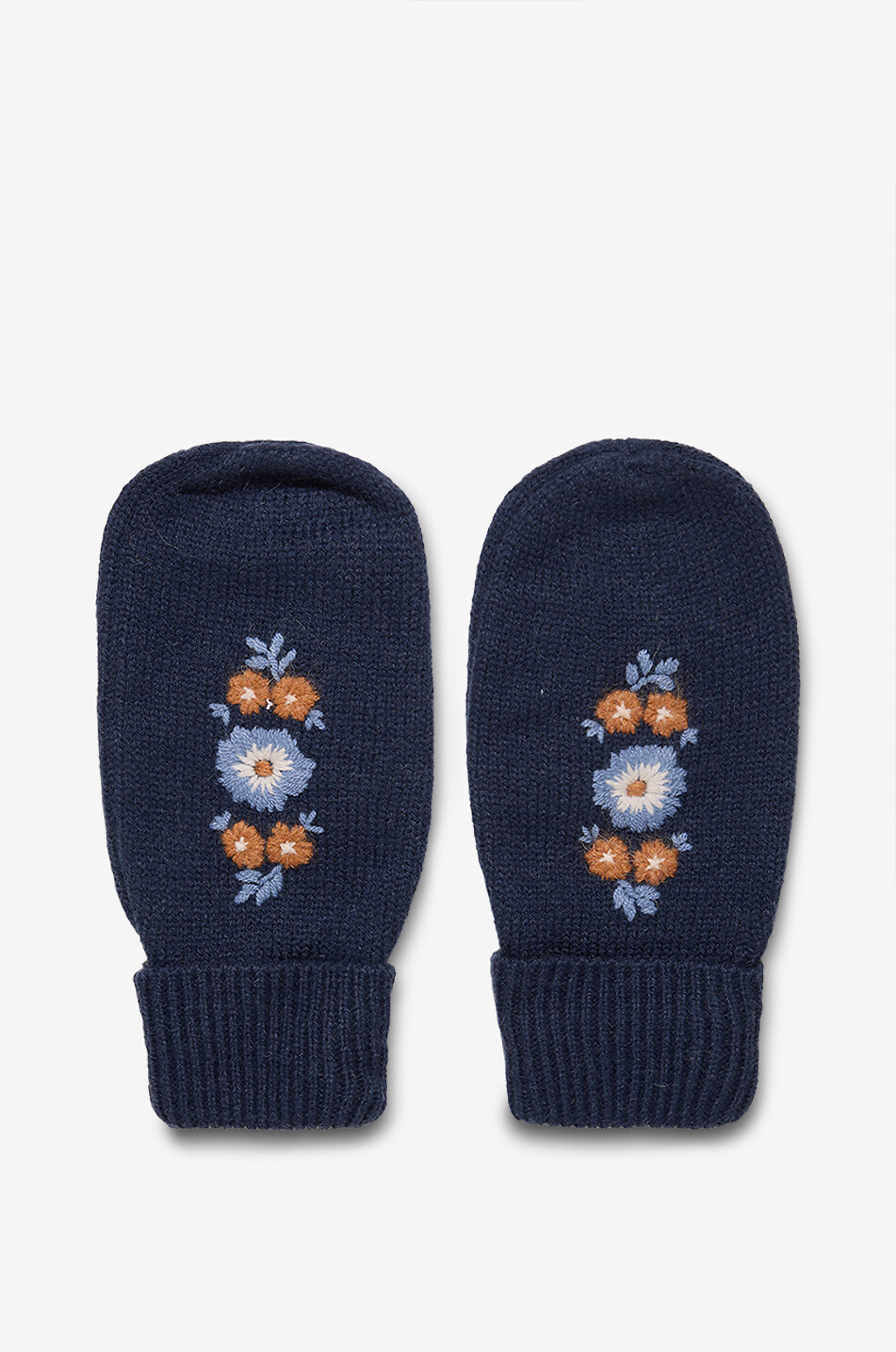 LOUISE MISHA Moufles en laine mélangée brodées fleurs Kenna Femme BLEU FONCE 1