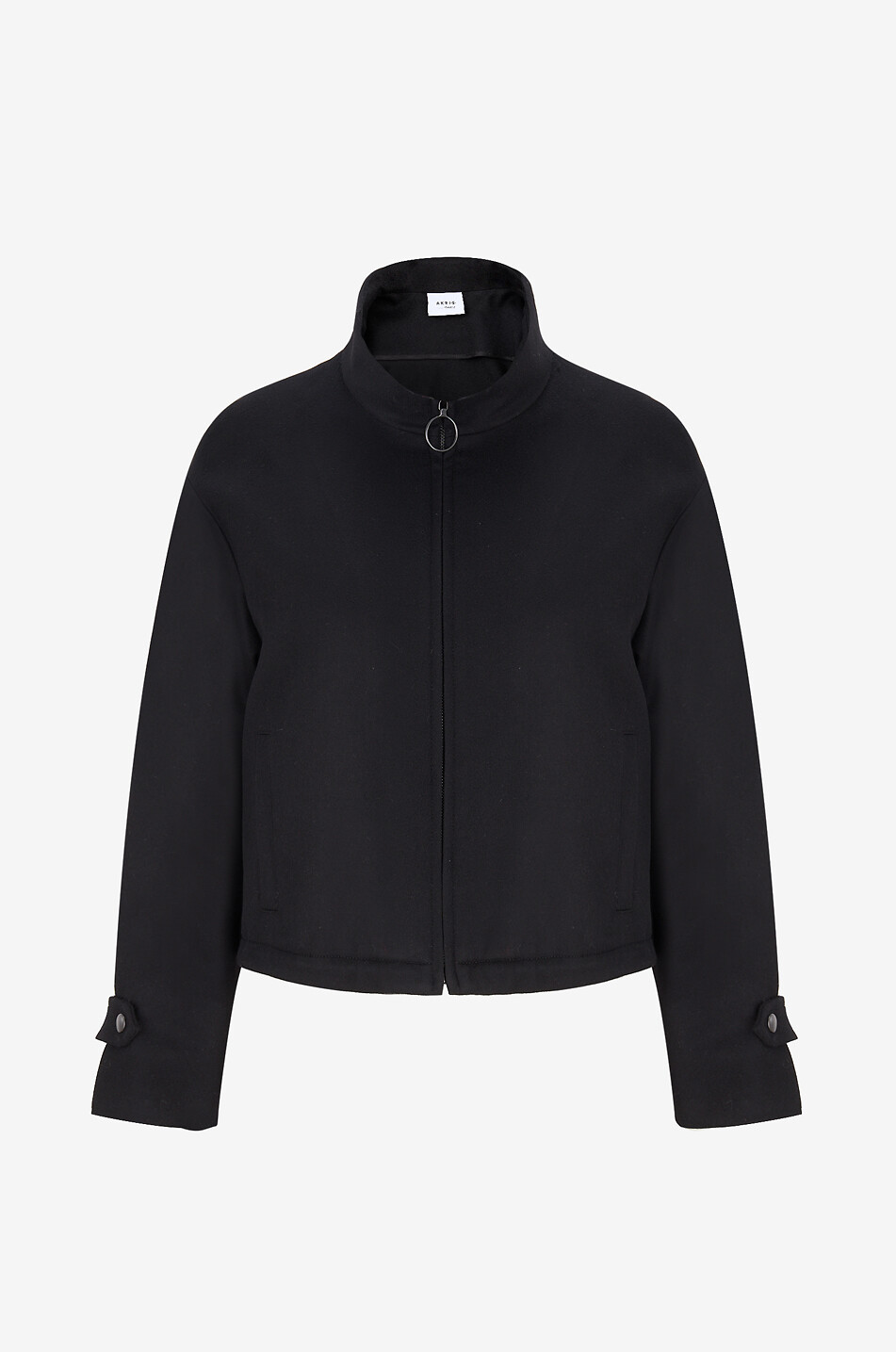 Short high-neck flannel jacket AKRIS PUNTO BLACK Bongénie