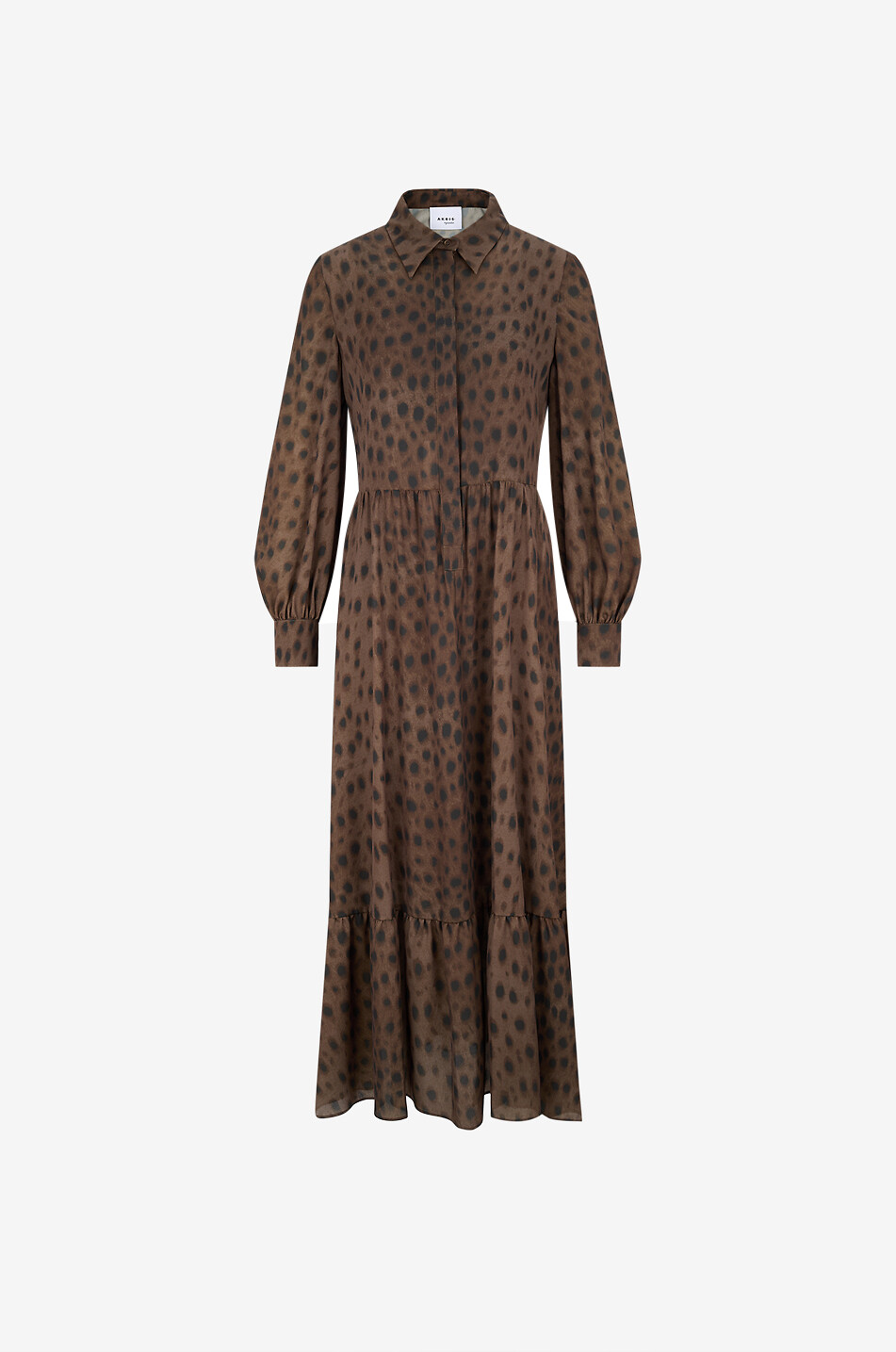 AKRIS PUNTO Langes Hemdblusenkleid aus Animalprint-Krepp Damen DUNKLES KHAKI 1