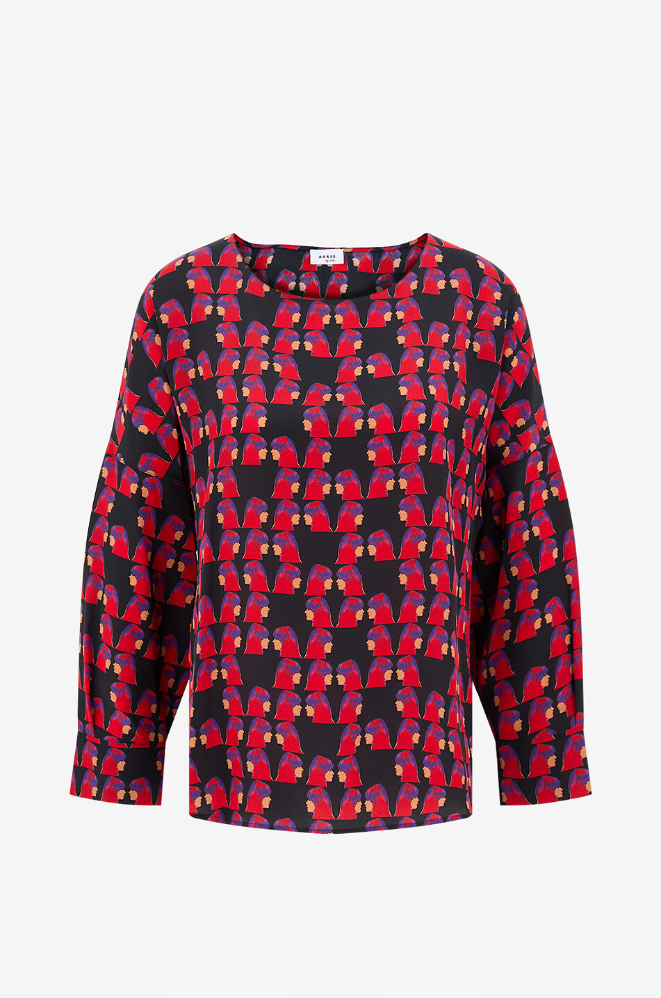 AKRIS PUNTO Printed silk crepe boat-neck blouse Women MULTI COLOURED 1