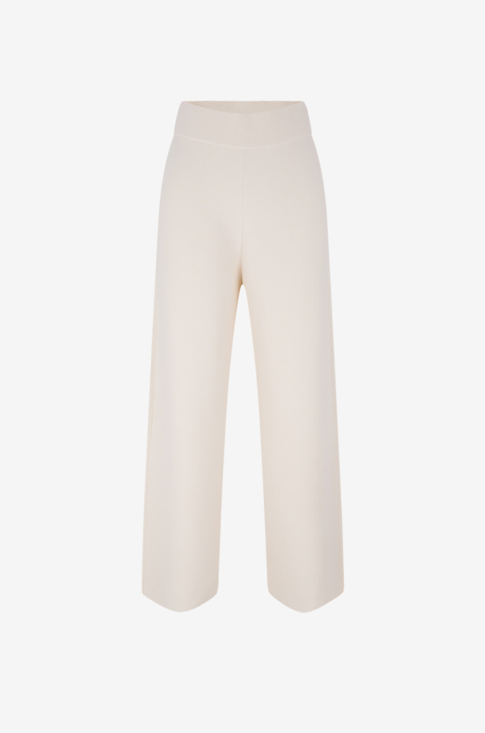 AKRIS PUNTO Pantalon large taille haute en maille de laine Femme BLANC CASSE 1