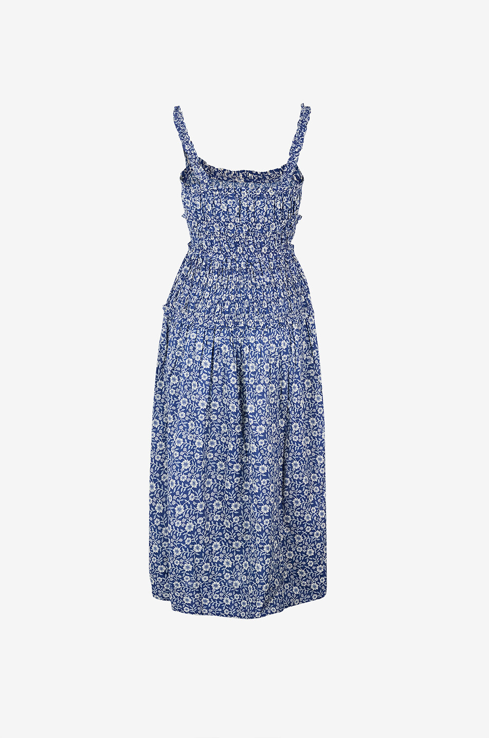 DÔEN Marianne cotton midi dress with ruffle collar Women BLUE 2