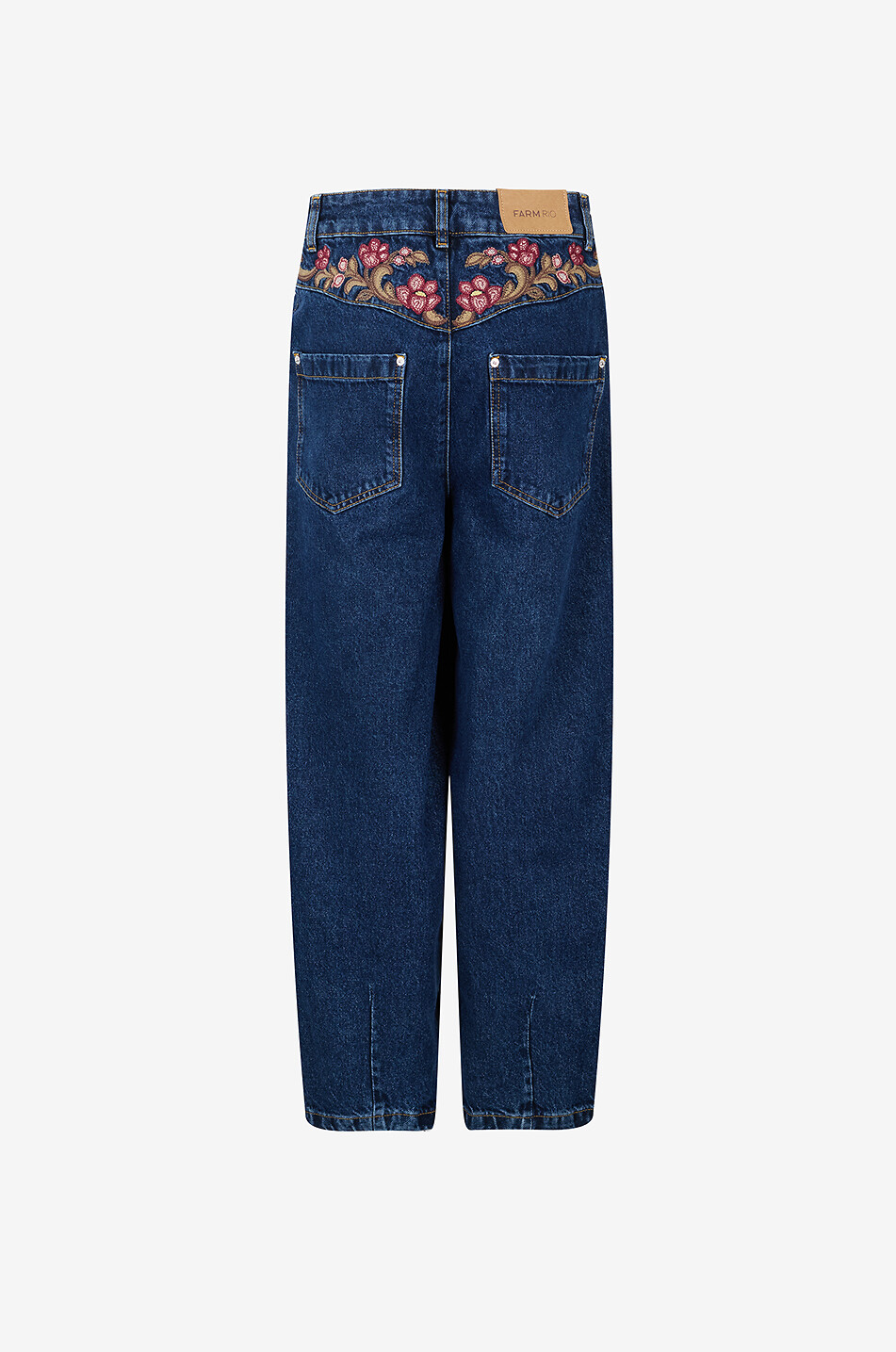 FARM RIO Embroidered floral denim boyfriend jeans Women DARK BLUE 2
