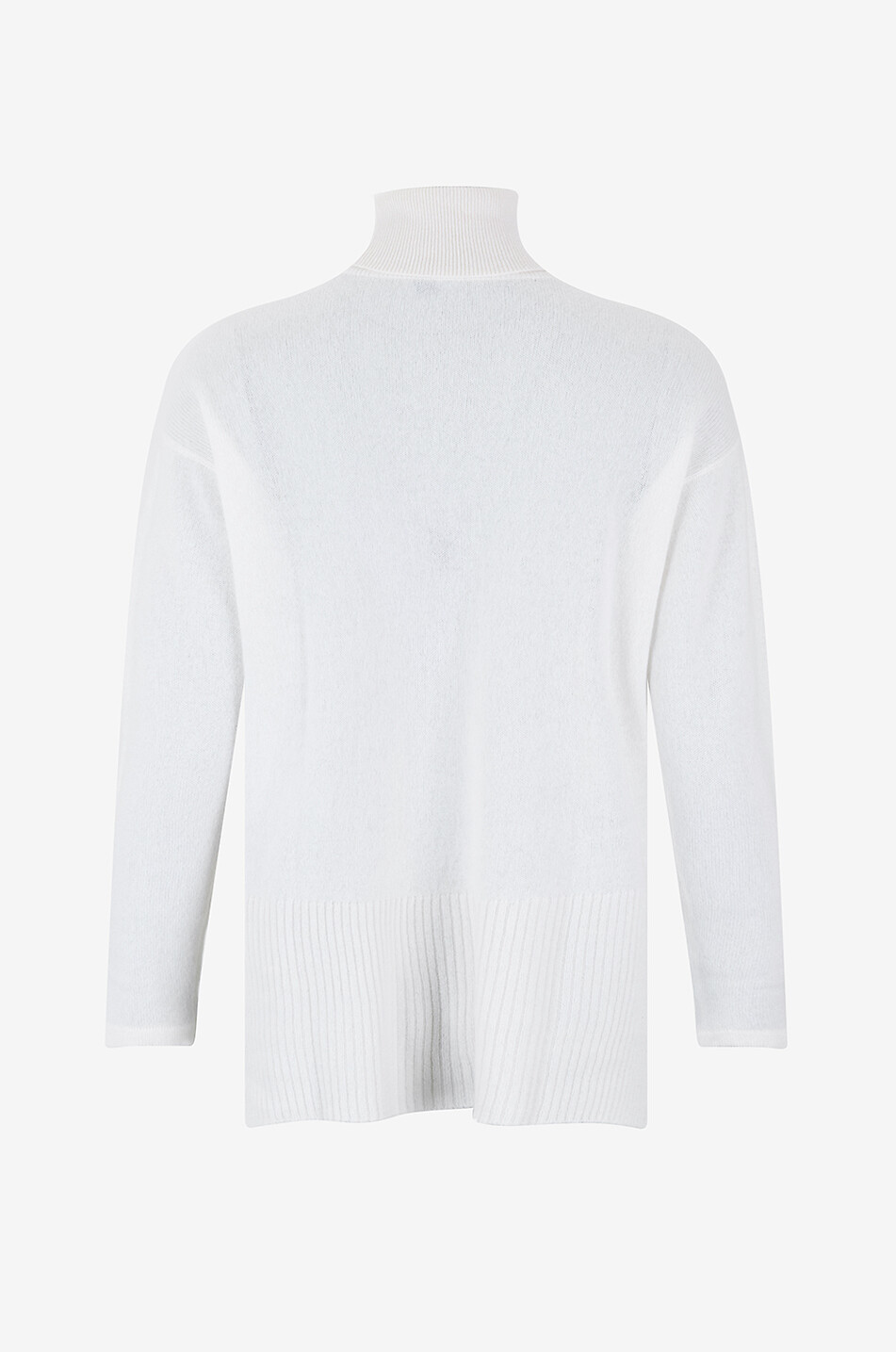 FEDELI Pull à col roulé en maille avec fentes latérales Femme BLANC CASSE 2