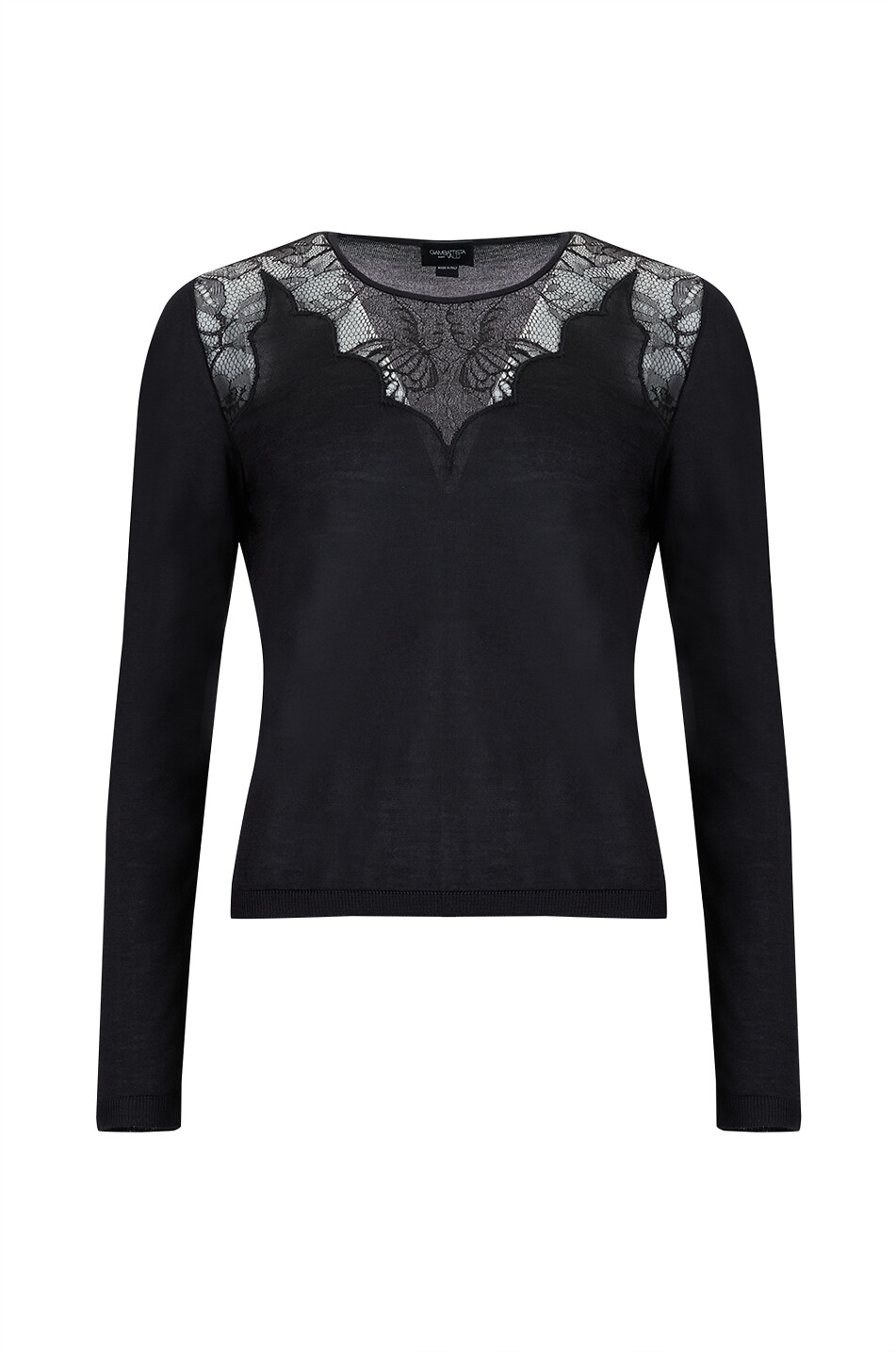 GIAMBATTISTA VALLI Top à col rond en jersey orné de dentelle Femme NOIR 1