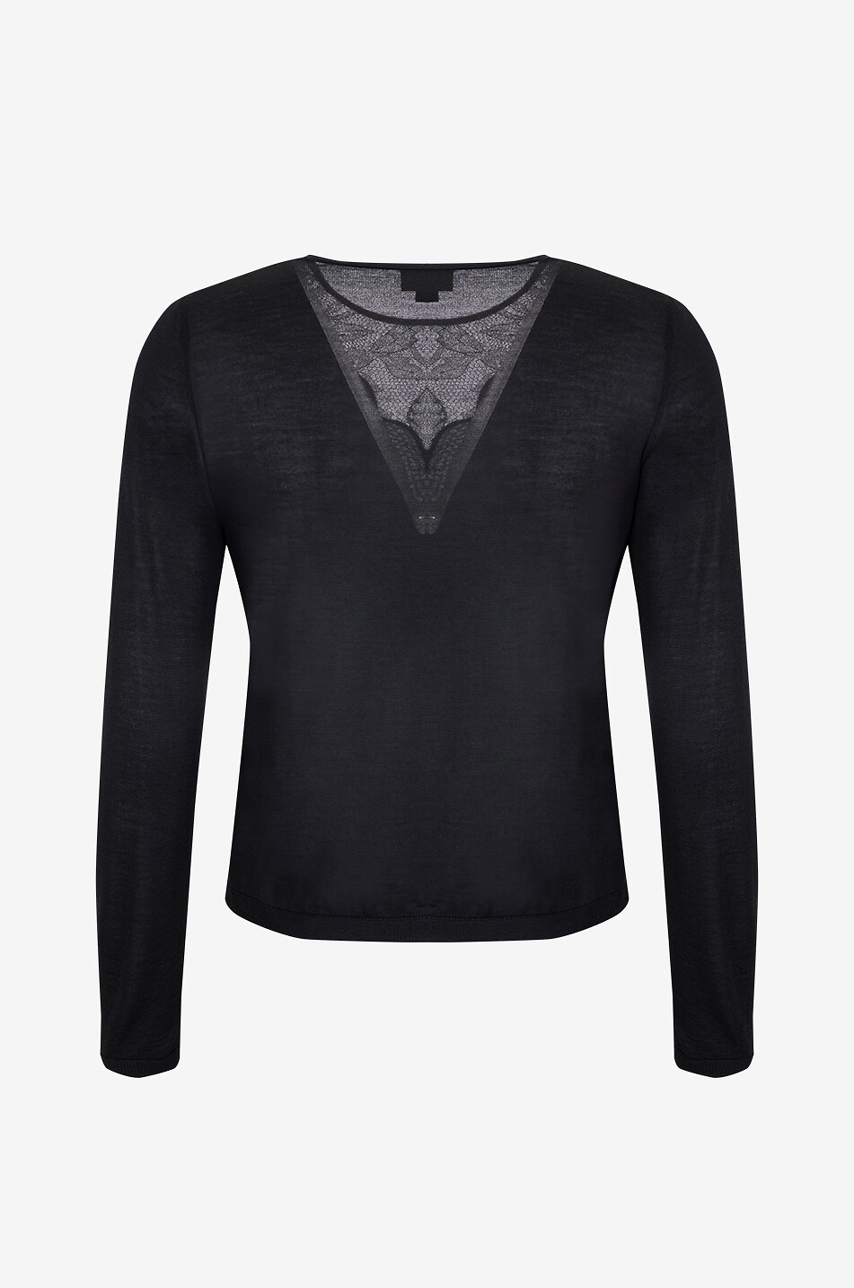 GIAMBATTISTA VALLI Top à col rond en jersey orné de dentelle Femme NOIR 2