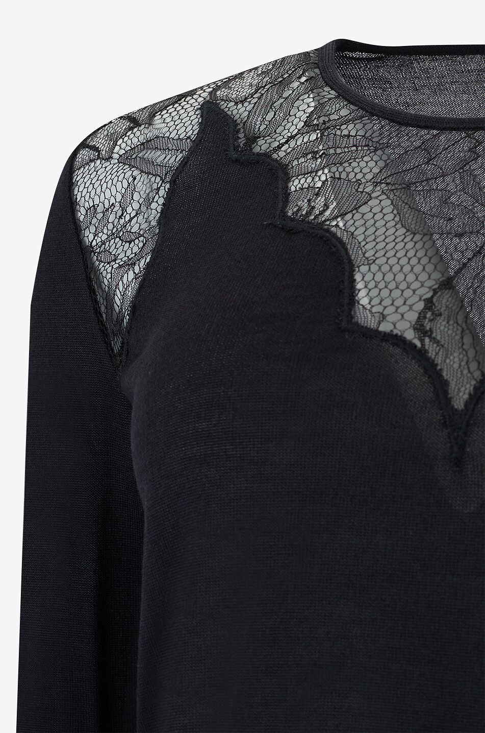 GIAMBATTISTA VALLI Top à col rond en jersey orné de dentelle Femme NOIR 3