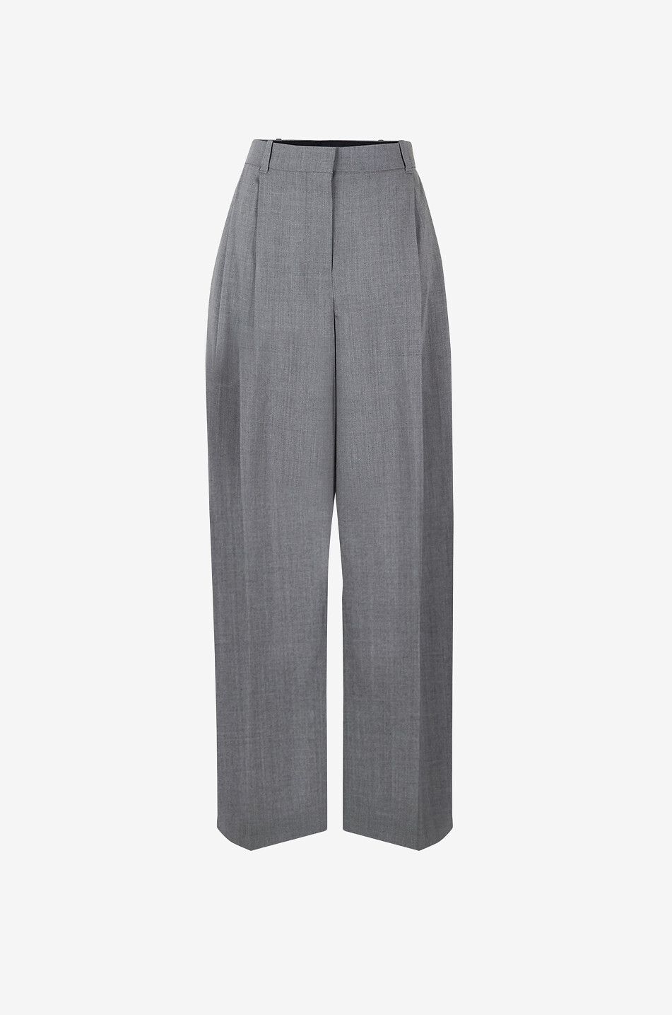 JACQUEMUS Wide-leg pleated chambray trousers Women GREY 1