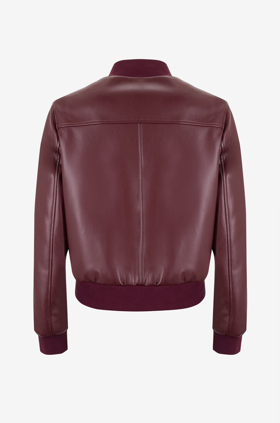 TWINSET Blouson court en cuir à col montant Femme ROUGE FONCÉ 2