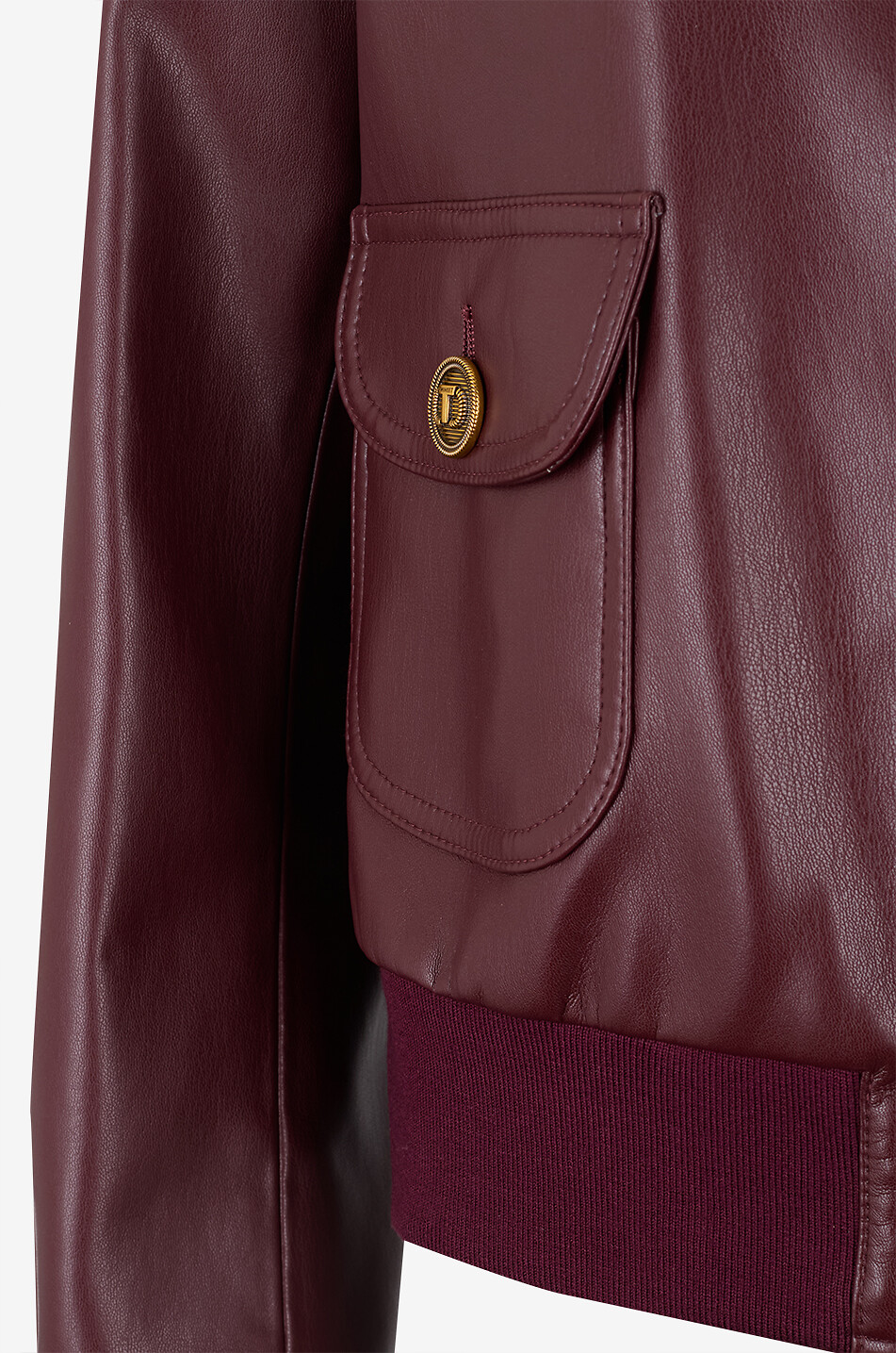 TWINSET Blouson court en cuir à col montant Femme ROUGE FONCÉ 3