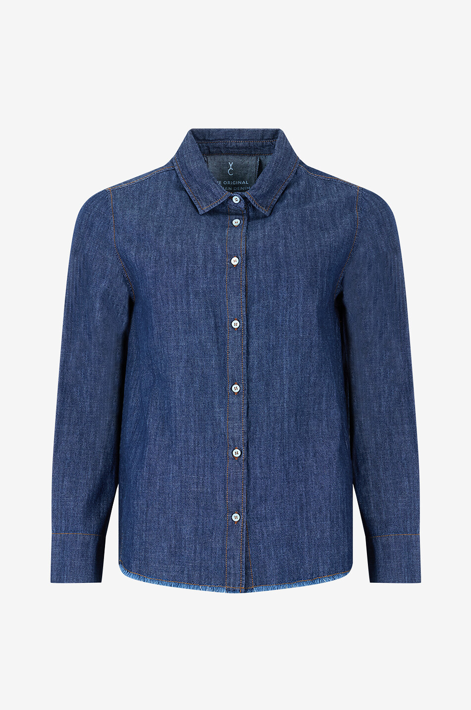Oversized denim shirt with classic collar