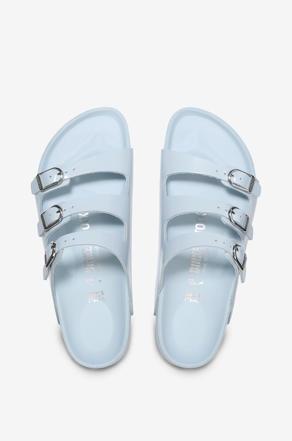 BIRKENSTOCK Flache Lackleder-Sandalen Florida Fresh Damen HELLBLAU 4