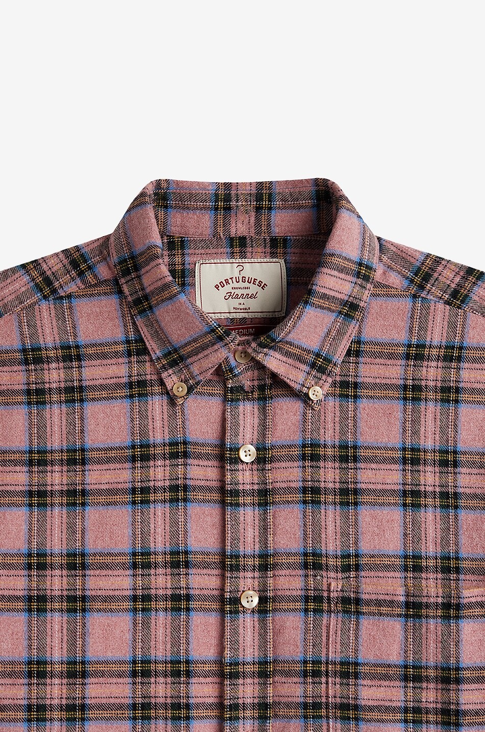PORTUGUESE FLANNEL Chemise à col américain en flanelle à carreaux Cais Homme ROSE 2