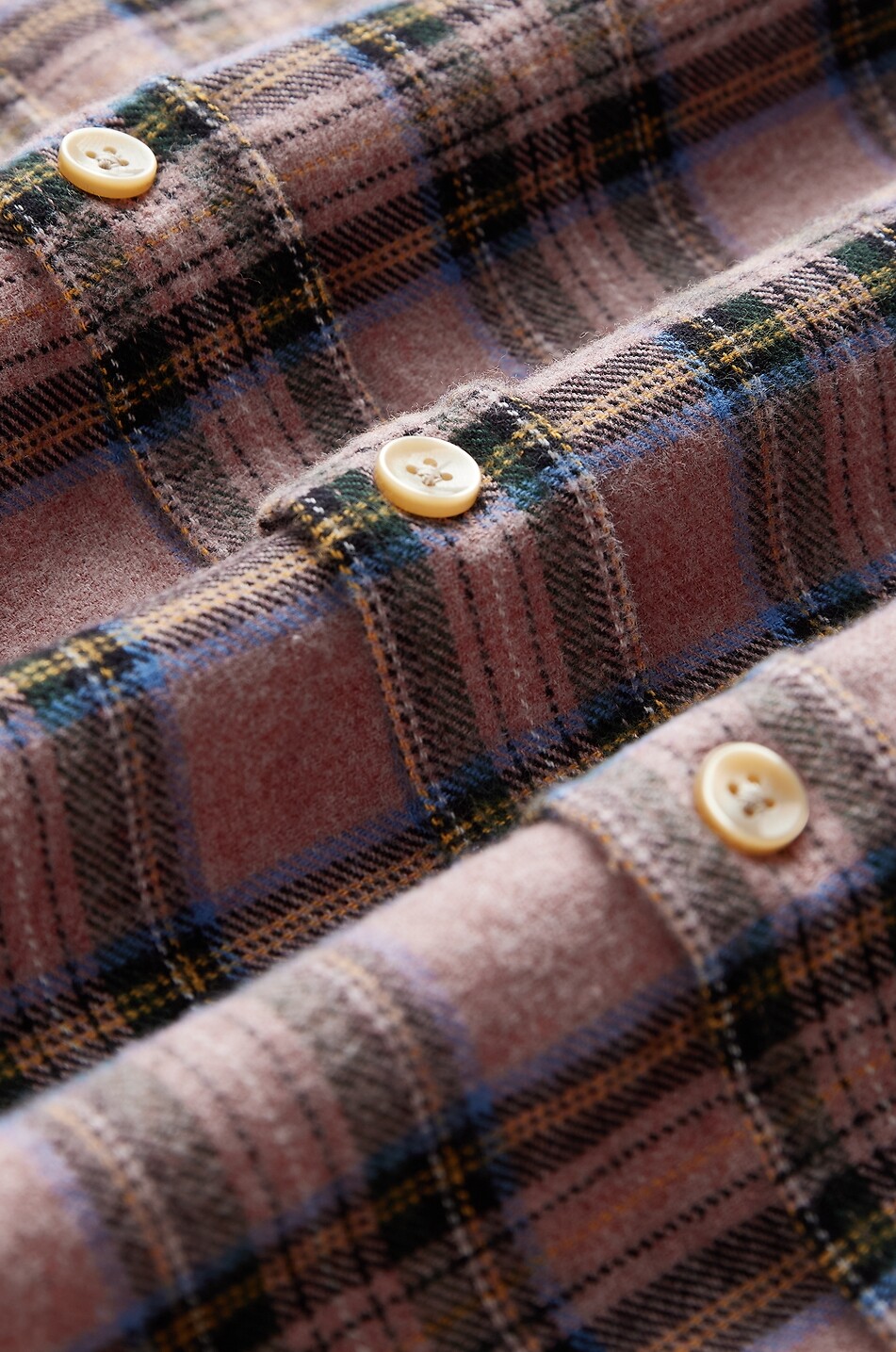 PORTUGUESE FLANNEL Chemise à col américain en flanelle à carreaux Cais Homme ROSE 3
