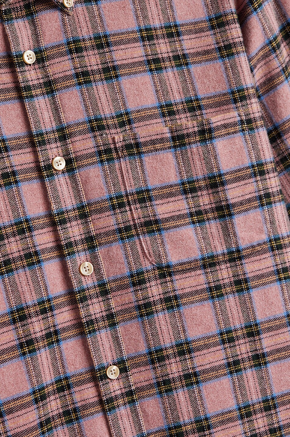 PORTUGUESE FLANNEL Chemise à col américain en flanelle à carreaux Cais Homme ROSE 4
