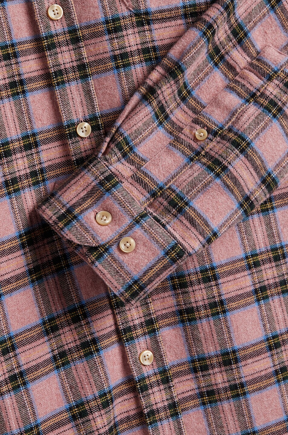 PORTUGUESE FLANNEL Chemise à col américain en flanelle à carreaux Cais Homme ROSE 5