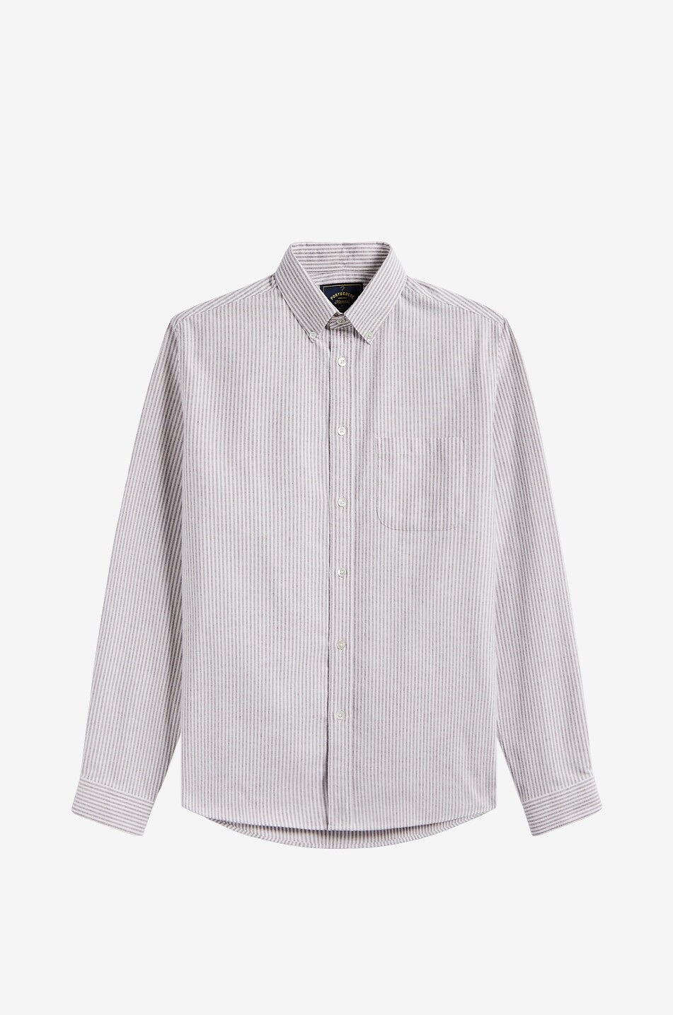 PORTUGUESE FLANNEL Chemise oxford rayée brossée à col américain Homme ROUGE FONCÉ 1