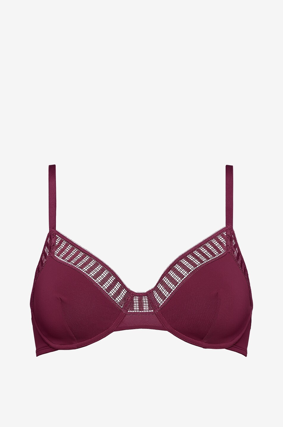 ERES Paulette Graphique jersey and lace bra Women DARK RED 1